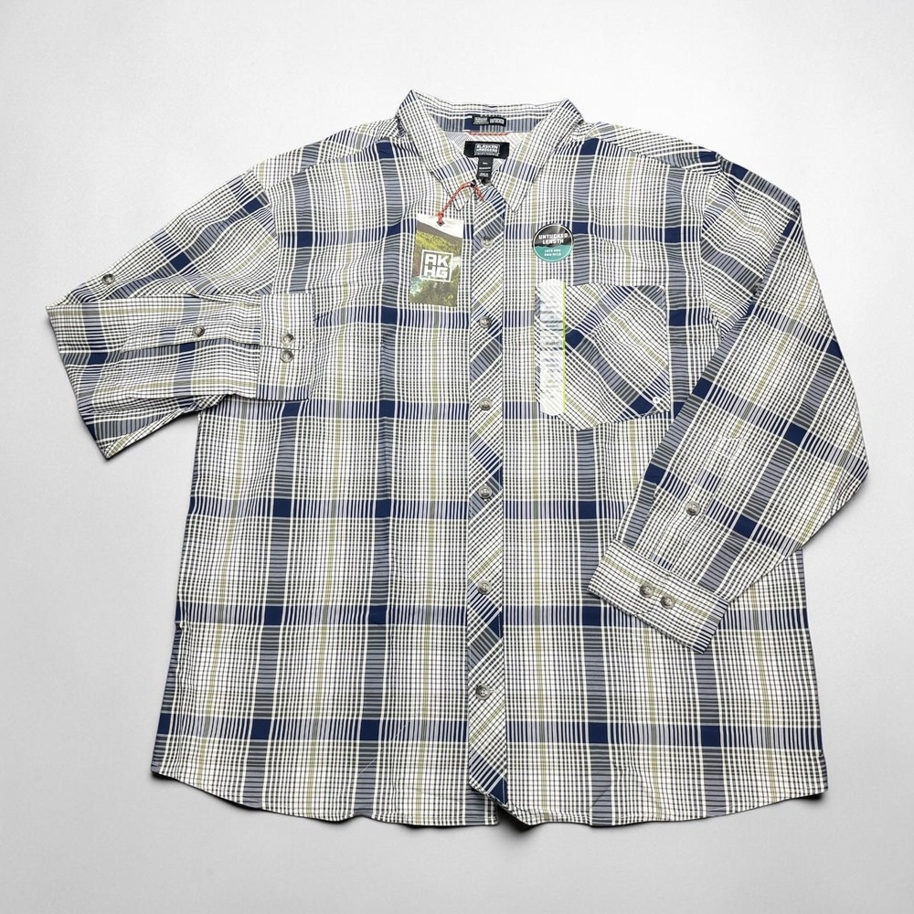 NEW Alaskan Hardgear Duluth Mens 2XL Mountain Stream Plaid LS Shirt Blue White